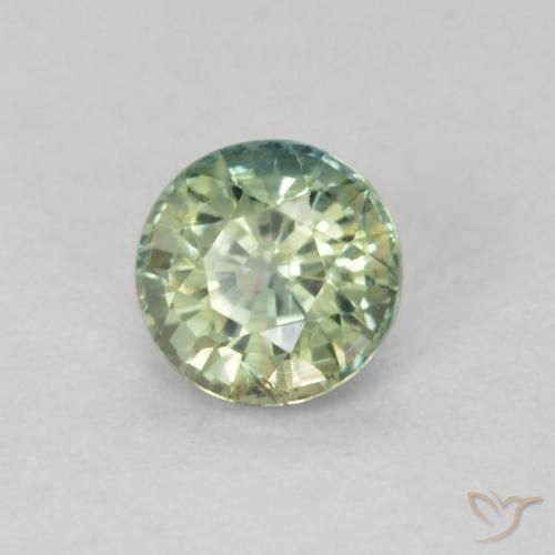 Safira verde natural 0,48ct, corte redondo, VS-SI
