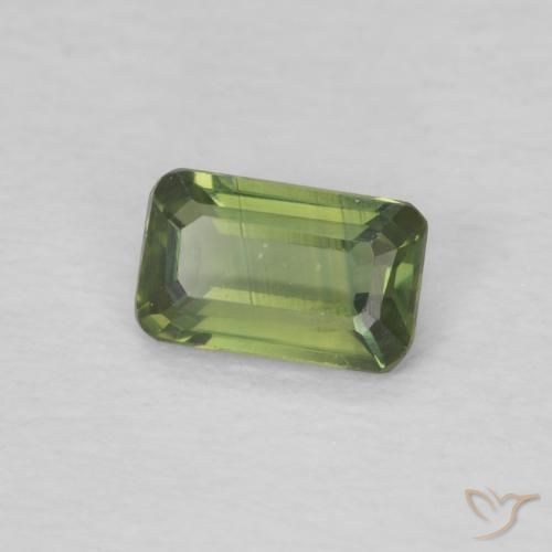 Safira verde quente Natural 0.37ct, Corte Octógono / Esmeralda, VVS-VS