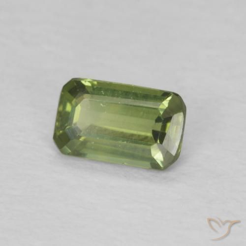 Safira verde quente Natural 0.40ct, Corte Octógono / Esmeralda, VS