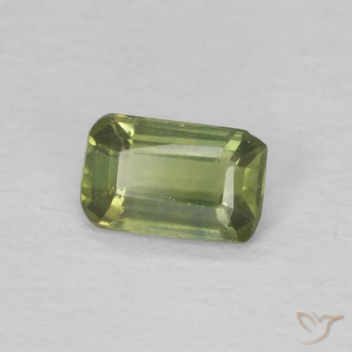 Safira verde quente Natural 0.39ct, Corte Octógono / Esmeralda, VS