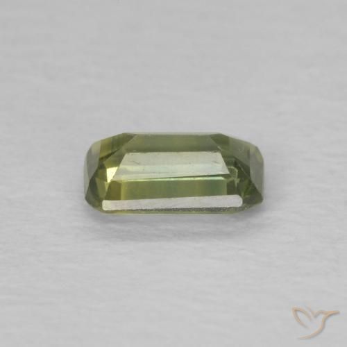 Safira verde quente Natural 0.39ct, Corte Octógono / Esmeralda, VS