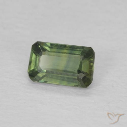 Safira Terra Pálida Verde Natural 0.42ct, Corte Octógono / Esmeralda, VS