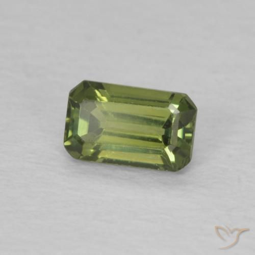 Safira verde quente Natural 0.46ct, Corte Octógono / Esmeralda, VVS