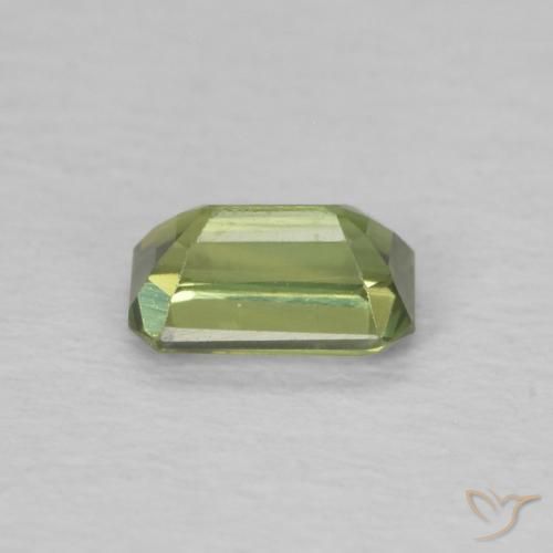 Safira verde quente Natural 0.46ct, Corte Octógono / Esmeralda, VVS