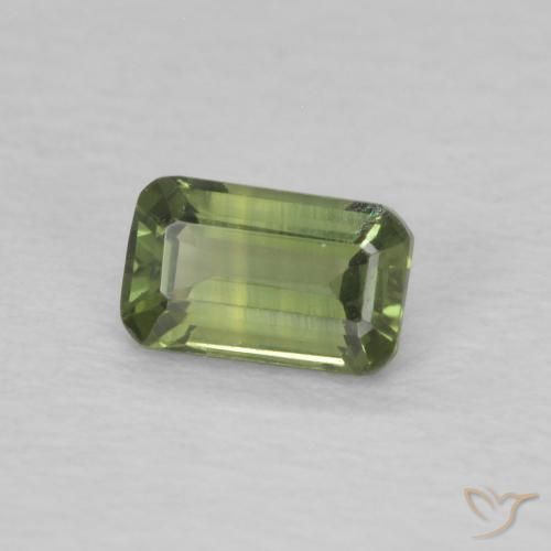 Safira Verde médio Natural 0.44ct, Corte Octógono / Esmeralda, VVS