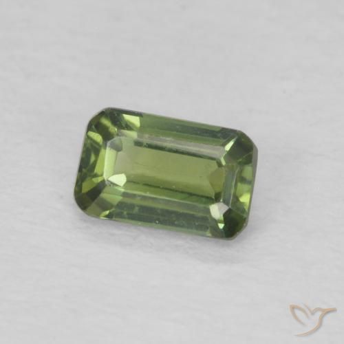 Safira verde quente Natural 0.44ct, Corte Octógono / Esmeralda, VVS