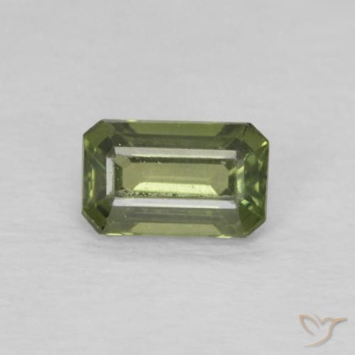 0.43ct Natural Verde amarelado Safira, Corte Esmeralda, VVS-VS