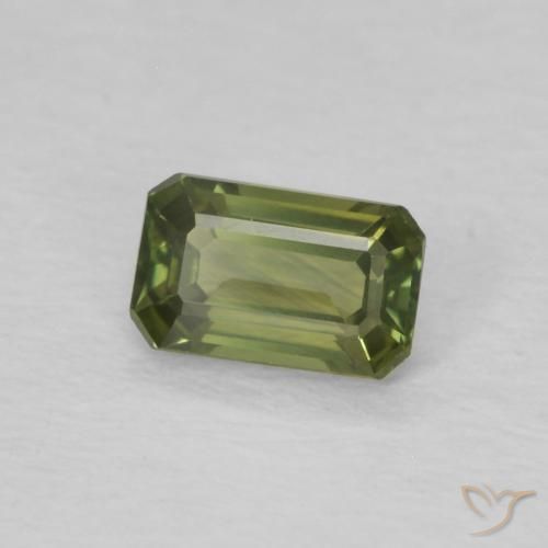 Safira Verde médio Natural 0.45ct, Corte Octógono / Esmeralda, VVS-VS