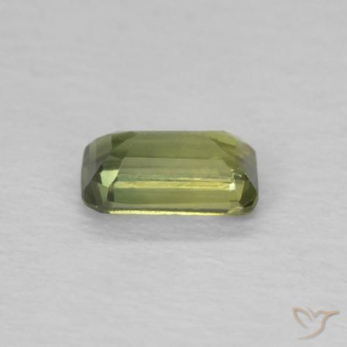 Safira verde quente Natural 0.41ct, Corte Octógono / Esmeralda, VVS