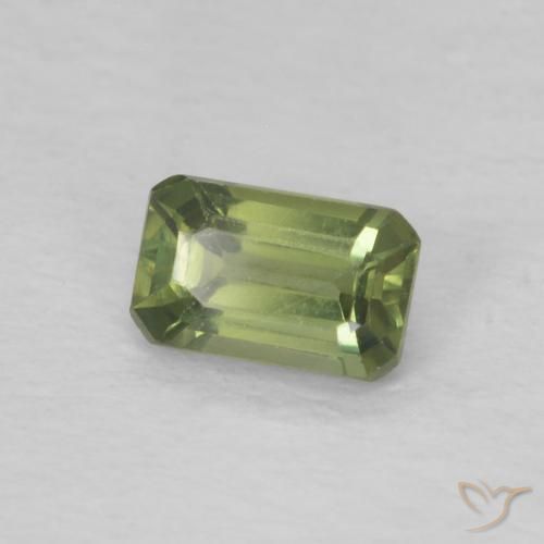 Safira verde quente Natural 0.45ct, Corte Octógono / Esmeralda, VVS