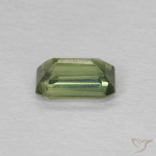 Safira verde quente Natural 0.45ct, Corte Octógono / Esmeralda, VVS