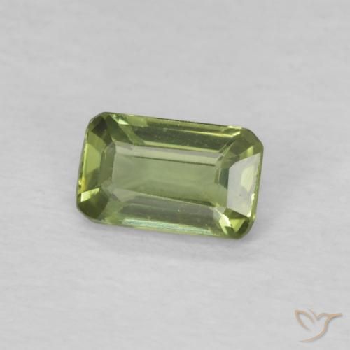 Safira verde quente Natural 0.41ct, Corte Octógono / Esmeralda, VVS