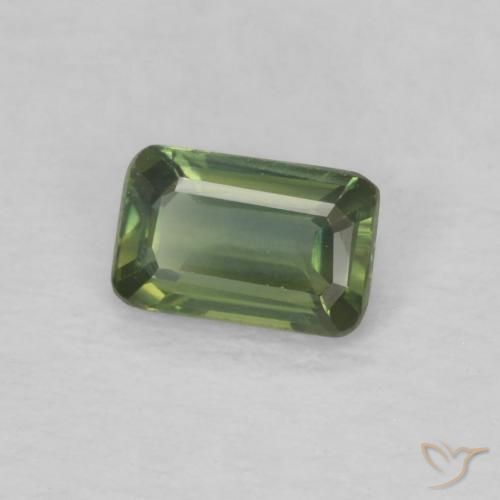 Safira Verde amarelado Natural 0.41ct, Corte Octógono / Esmeralda, VVS-VS