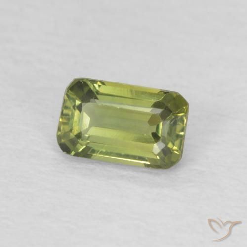 Safira verde quente Natural 0.46ct, Corte Octógono / Esmeralda, VVS-VS