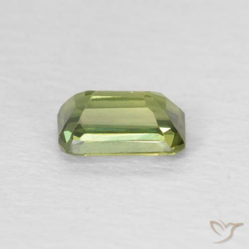 Safira verde quente Natural 0.46ct, Corte Octógono / Esmeralda, VVS-VS