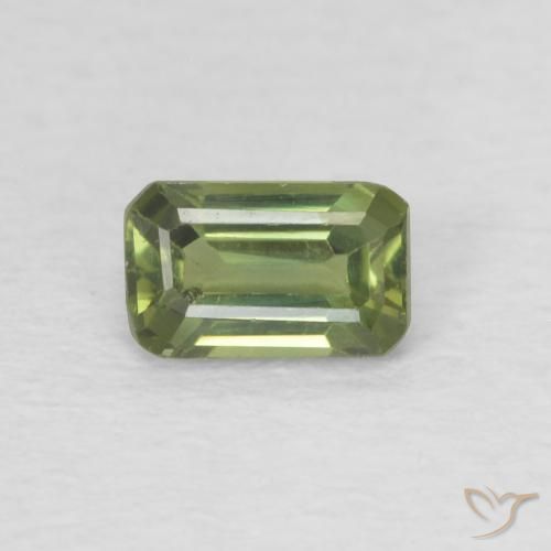 0.44ct Natural Verde amarelado Safira, Corte Esmeralda, VVS-VS