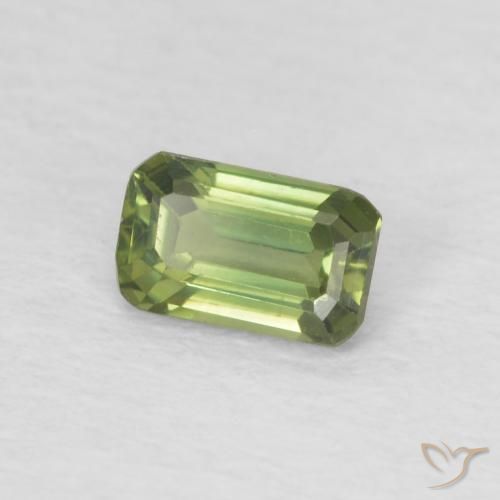 Safira Verde amarelado Natural 0.44ct, Corte Octógono / Esmeralda, VVS-VS