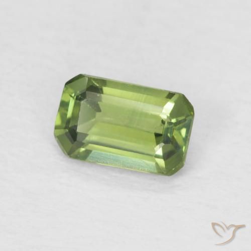Safira verde quente Natural 0.42ct, Corte Octógono / Esmeralda, VS