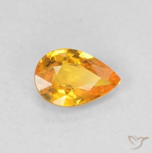 Safira Laranja Médio Natural 0.51ct, Formato de pêra, VVS-VS