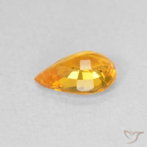 Safira Laranja Médio Natural 0.51ct, Formato de pêra, VVS-VS