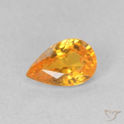 0.51ct Natural Laranja Profundo-Ouro Safira, Formato de pêra, VVS-VS