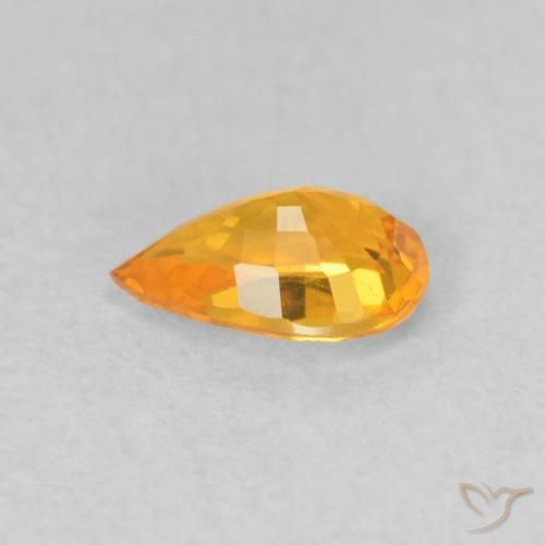 Safira Laranja Profundo-Ouro Natural 0.51ct, Formato de pêra, VVS-VS