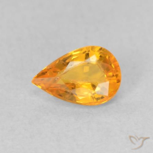 0.53ct Natural Laranja Médio Safira, Formato de pêra, VVS-VS