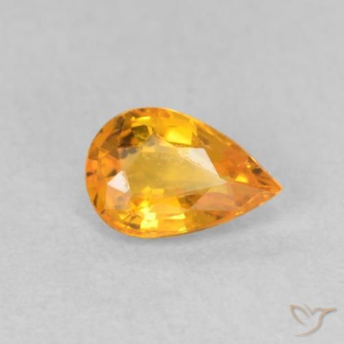 Safira Laranja Médio Natural 0.53ct, Formato de pêra, VVS-VS