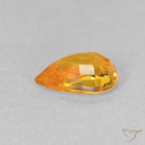 Safira Laranja Médio Natural 0.53ct, Formato de pêra, VVS-VS