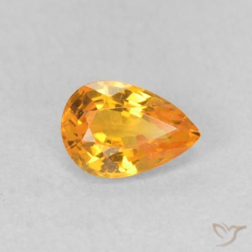 Safira Laranja-Ouro Natural 0.51ct, Formato de pêra, VVS-VS