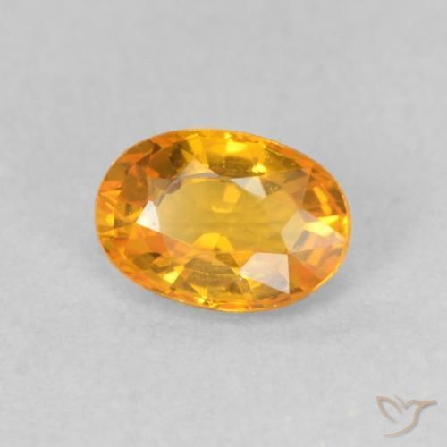 Safira Laranja Médio Natural 0.67ct, oval, VVS-VS