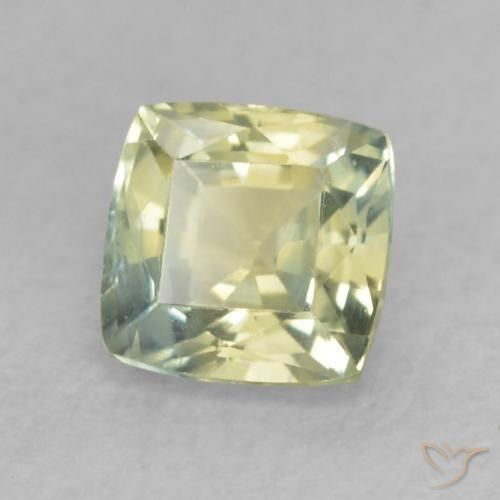 Safira Verde amarelado Natural 0.58ct, Almofada, VS-SI