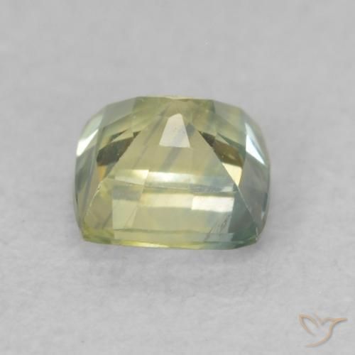 Safira Verde amarelado Natural 0.58ct, Almofada, VS-SI