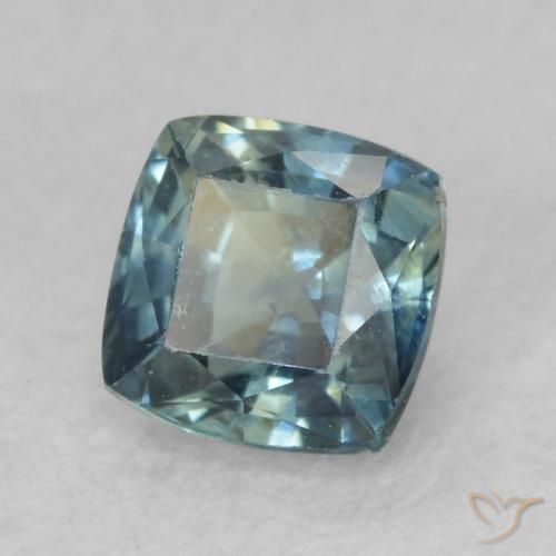 Safira Azul-verde claro Natural 0.68ct, Almofada, VS-SI