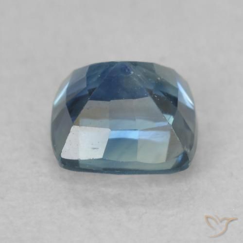 Safira Azul-verde claro Natural 0.68ct, Almofada, VS-SI