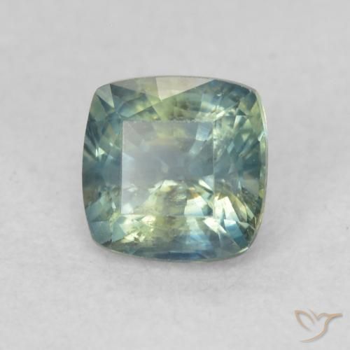 Safira Azul-esverdeado Natural 0.74ct, Almofada, VS-SI