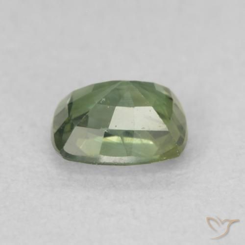 Safira verde escuro Natural 0.58ct, Almofada, VS-SI