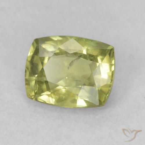 Safira Verde amarelado Natural 0.70ct, Almofada, VS-SI