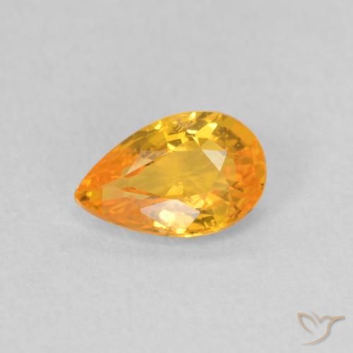 0.47ct Natural Laranja brilhante Safira, Formato de pêra, VS