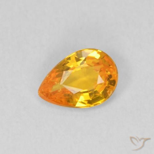 0.39ct Natural Laranja brilhante Safira, Formato de pêra, VS