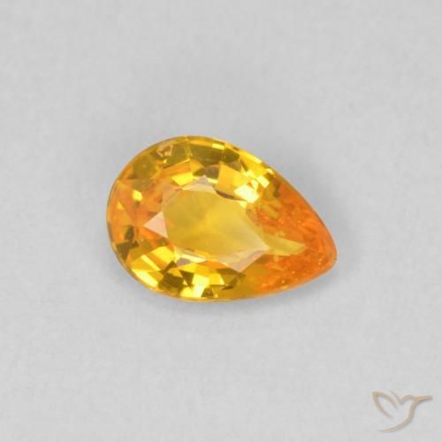 Safira Laranja brilhante Natural 0.39ct, Formato de pêra, VS