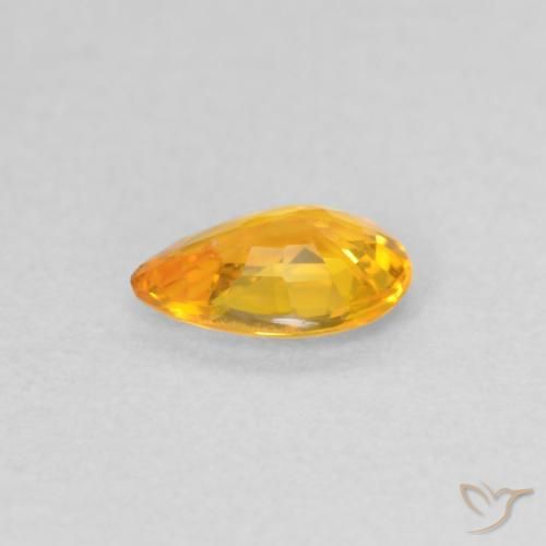 Safira Laranja brilhante Natural 0.39ct, Formato de pêra, VS