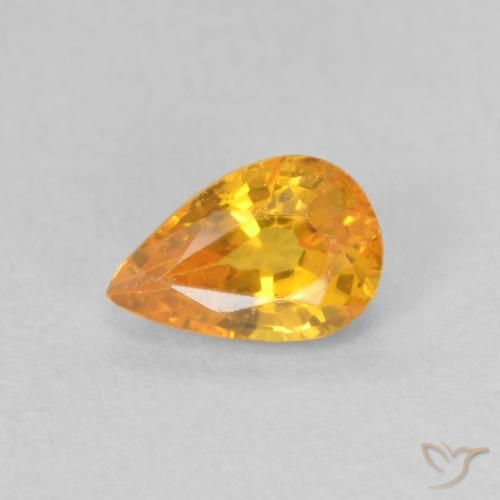0.60ct Natural Laranja brilhante Safira, Formato de pêra, VS
