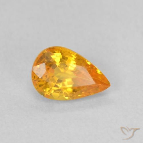 Safira Laranja brilhante Natural 0.60ct, Formato de pêra, VS