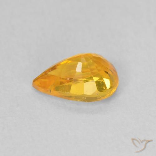 Safira Laranja brilhante Natural 0.60ct, Formato de pêra, VS