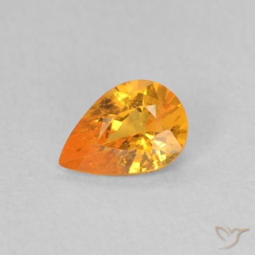 Safira Laranja brilhante Natural 0.44ct, Formato de pêra, VS