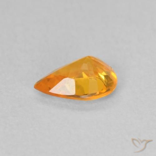 Safira Laranja brilhante Natural 0.44ct, Formato de pêra, VS