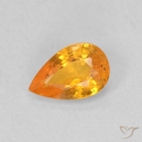 0.54ct Natural Laranja Médio Safira, Formato de pêra, VS