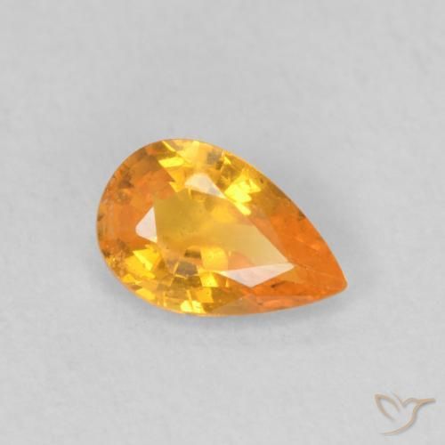 Safira Laranja Médio Natural 0.54ct, Formato de pêra, VS