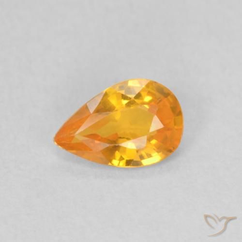 0.40ct Natural damasco laranja Safira, Formato de pêra, VS